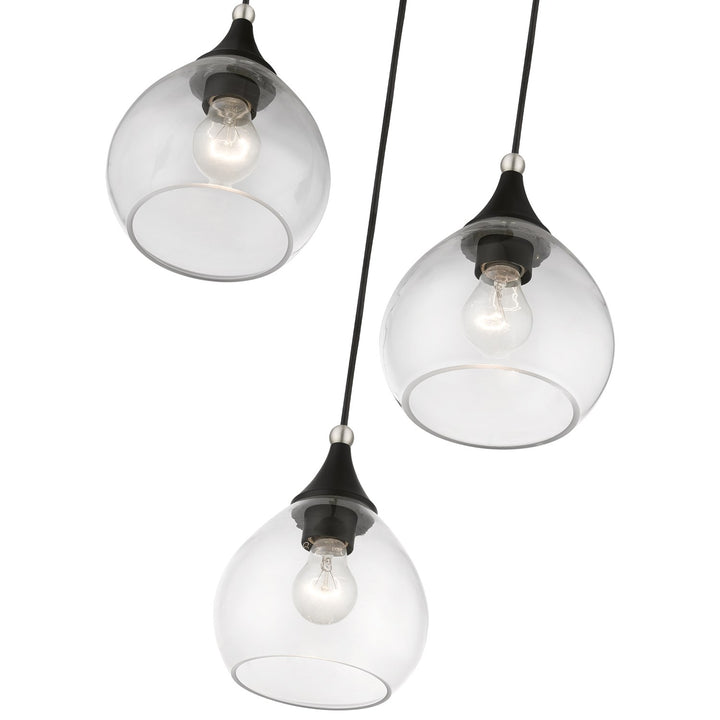 3 Light Black With Brushed Nickel Accents Multi Pendant