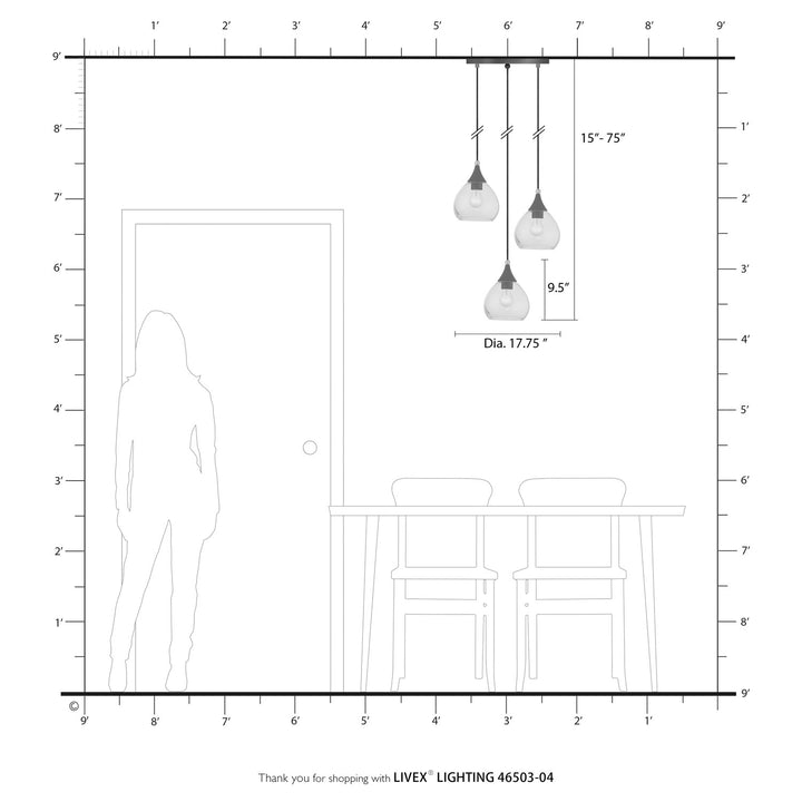 3 Light Black With Brushed Nickel Accents Multi Pendant