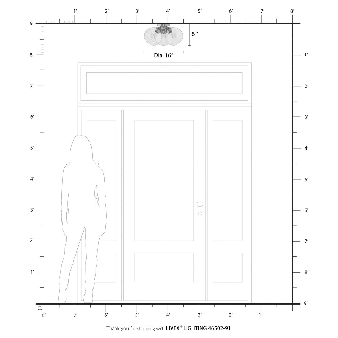 3 Light Brushed Nickel Semi-Flush