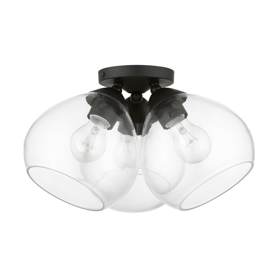 3 Light Black Semi-Flush