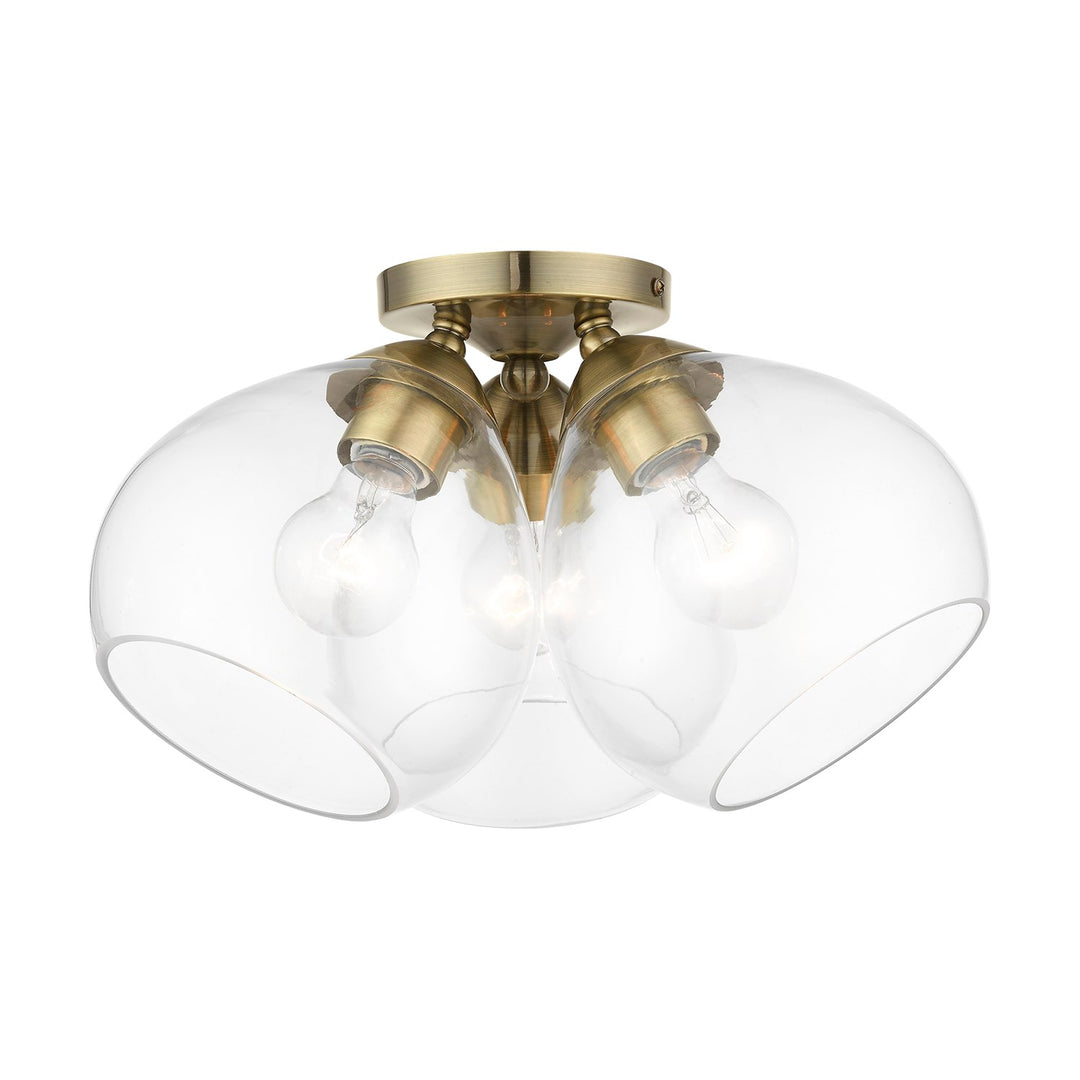 3 Light Antique Brass Semi-Flush by Livex Lighting