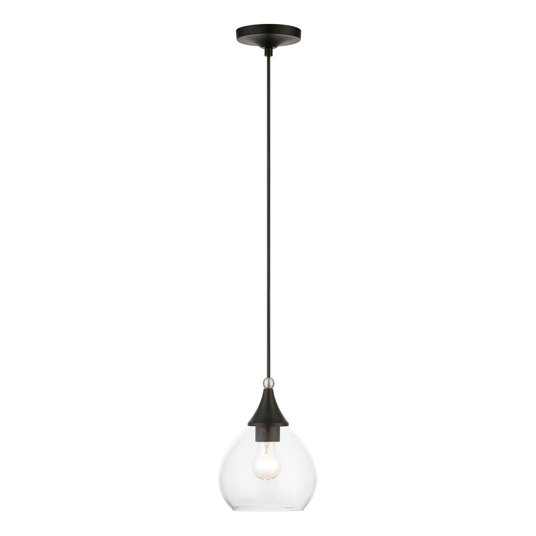 1 Light Black With Brushed Nickel Accents Mini Pendant by Livex Lighting