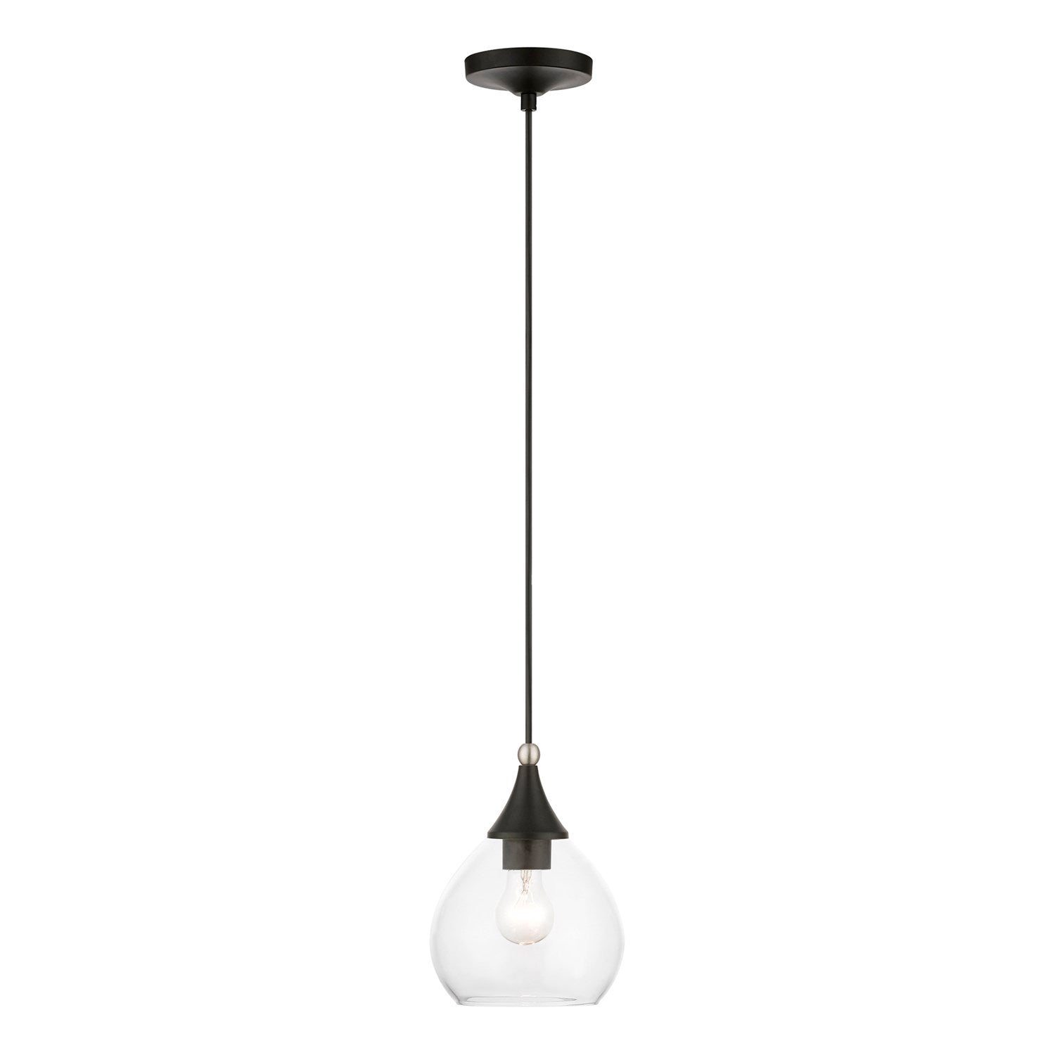 1 Light Black With Brushed Nickel Accents Mini Pendant by Livex Lighting