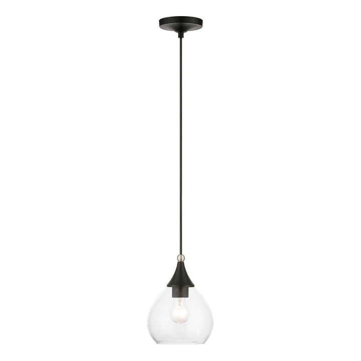 1 Light Black With Brushed Nickel Accents Mini Pendant by Livex Lighting