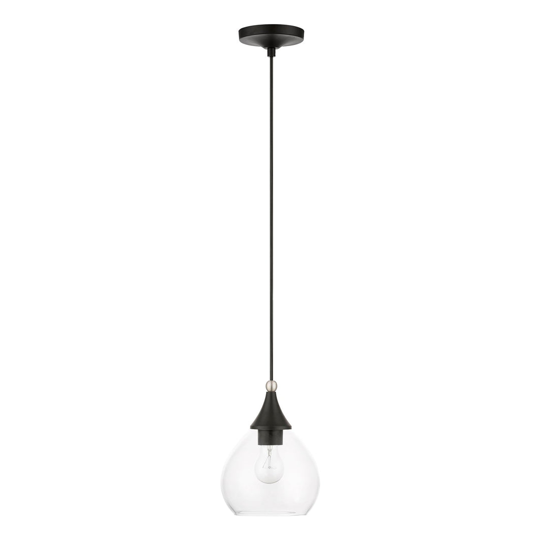 1 Light Black With Brushed Nickel Accents Mini Pendant