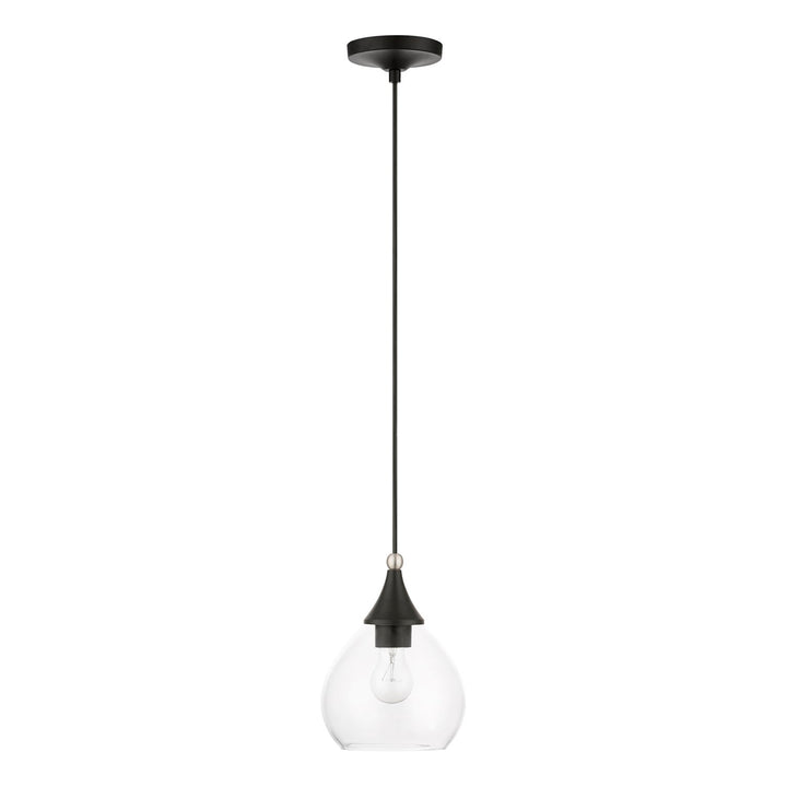 1 Light Black With Brushed Nickel Accents Mini Pendant