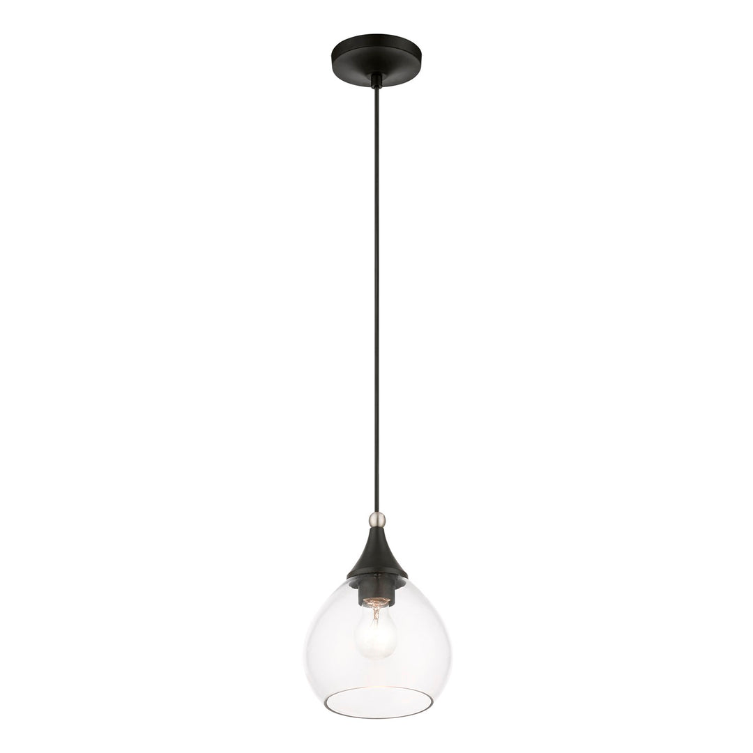 1 Light Black With Brushed Nickel Accents Mini Pendant