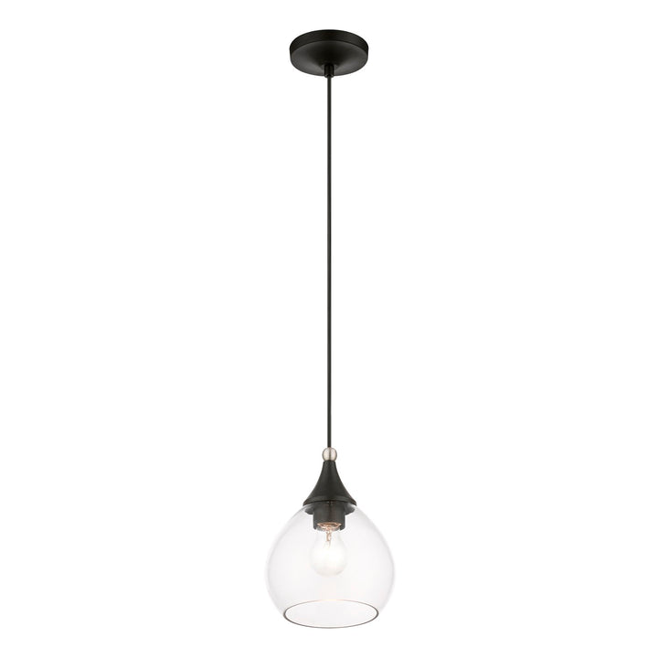 1 Light Black With Brushed Nickel Accents Mini Pendant