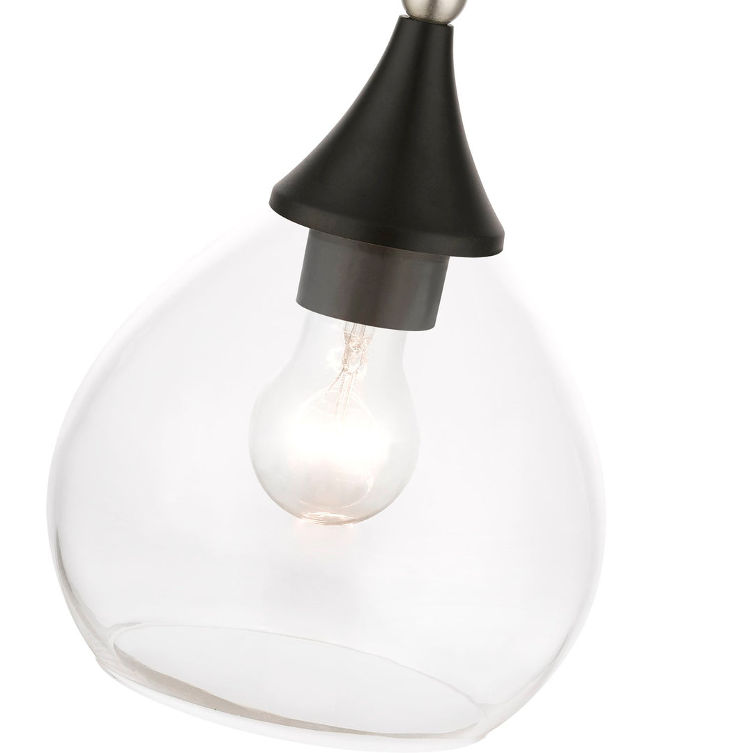 1 Light Black With Brushed Nickel Accents Mini Pendant