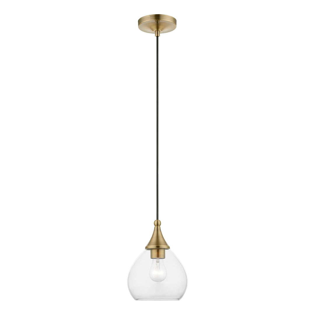 1 Light Antique Brass Mini Pendant by Livex Lighting