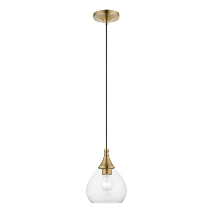 1 Light Antique Brass Mini Pendant by Livex Lighting
