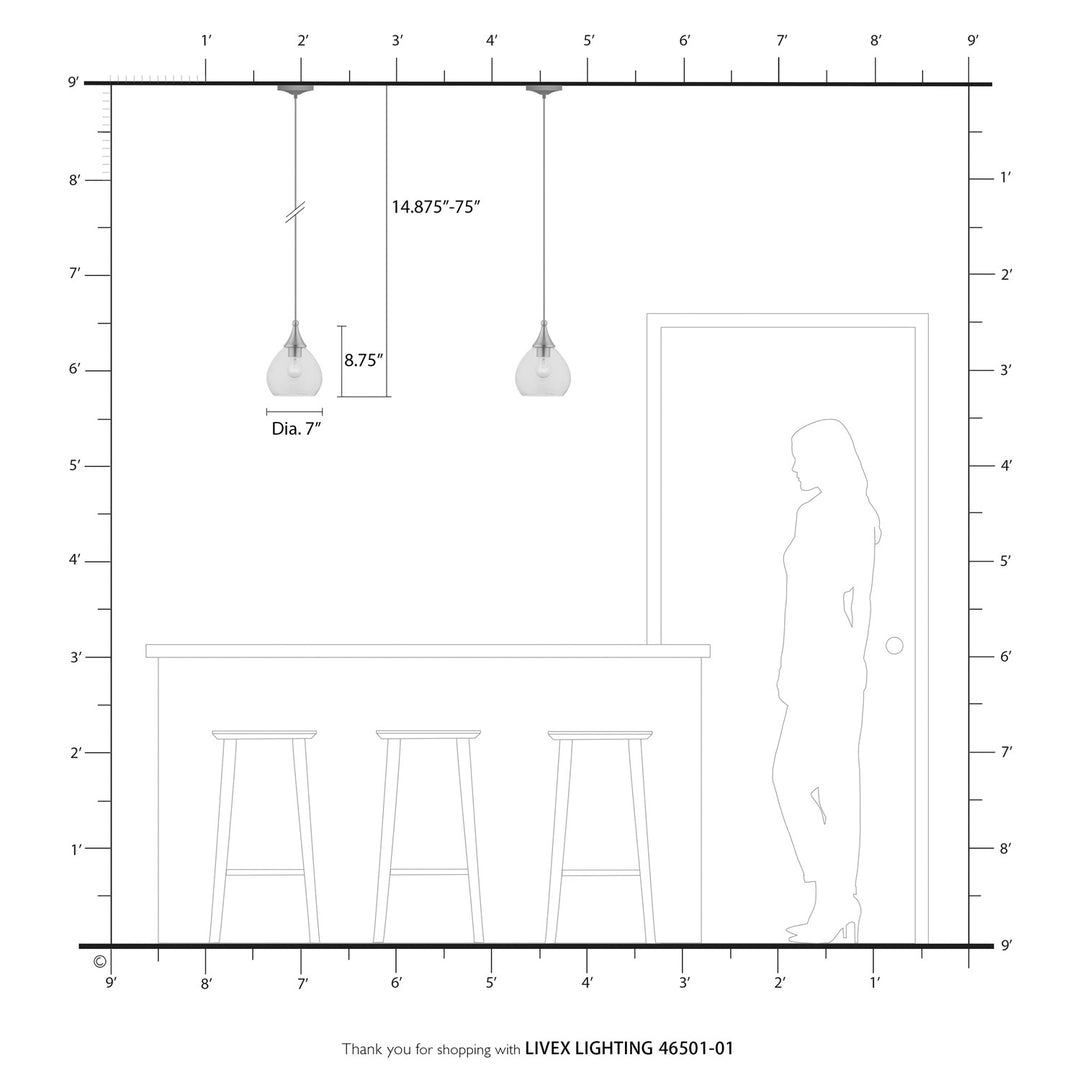 1 Light Antique Brass Mini Pendant