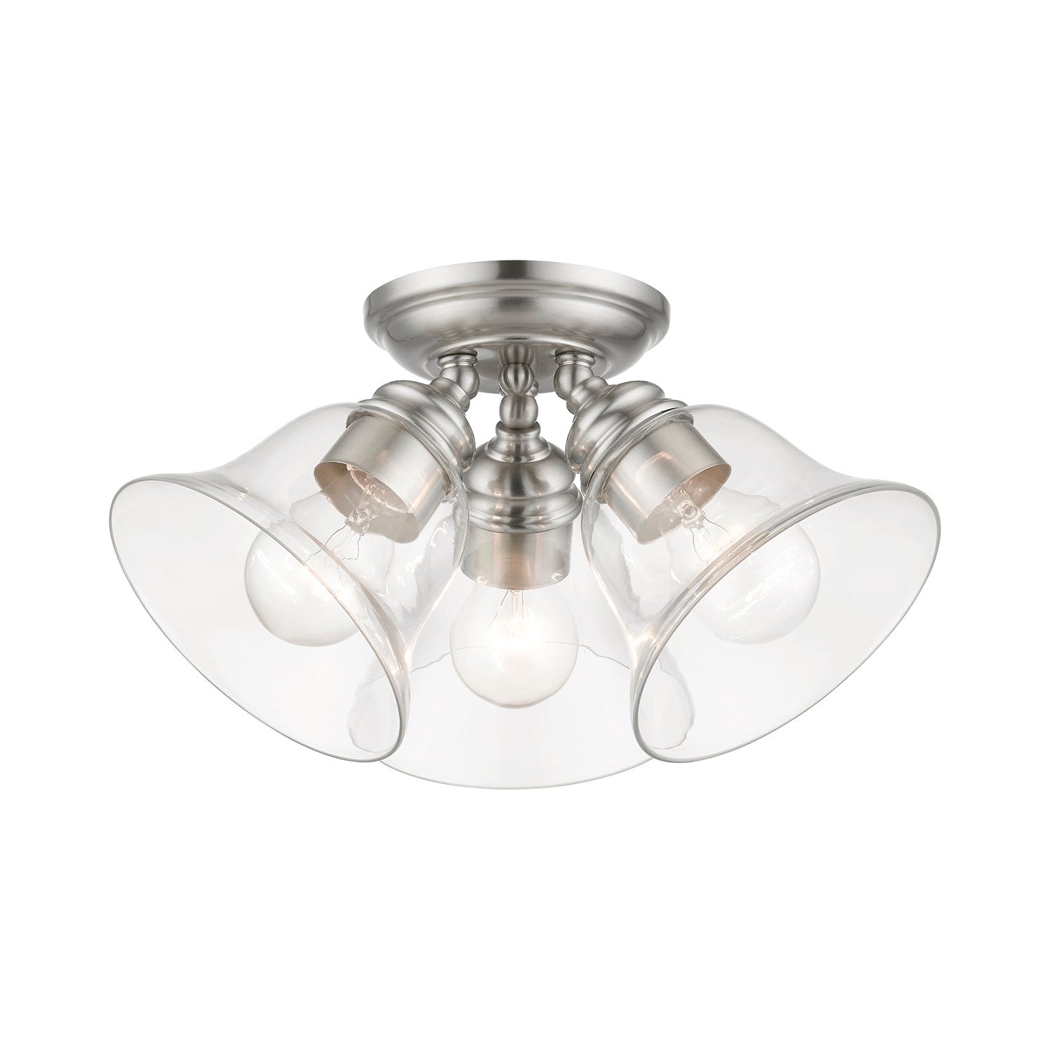 3 Light Brushed Nickel Large Semi-Flush