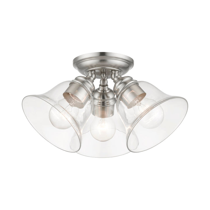 3 Light Brushed Nickel Large Semi-Flush