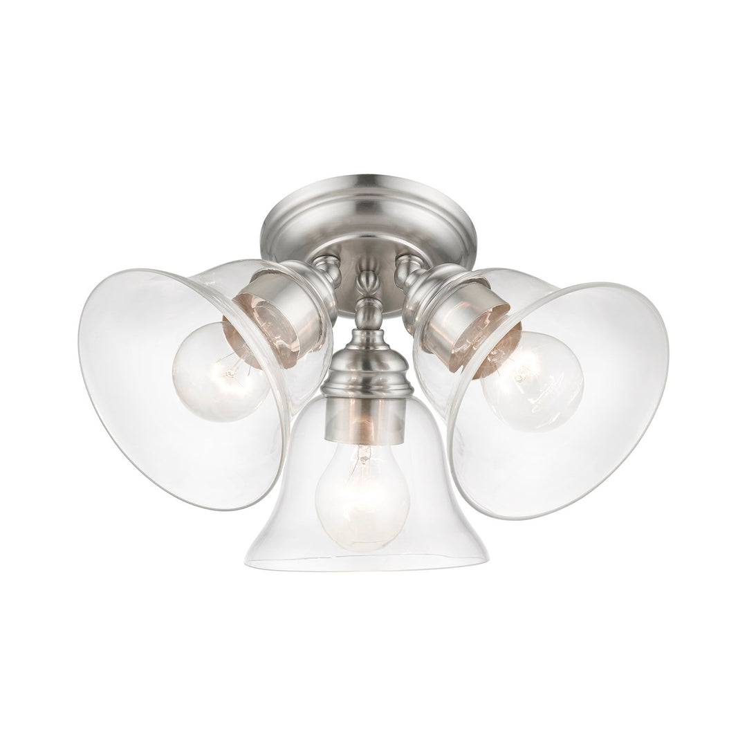 3 Light Brushed Nickel Large Semi-Flush