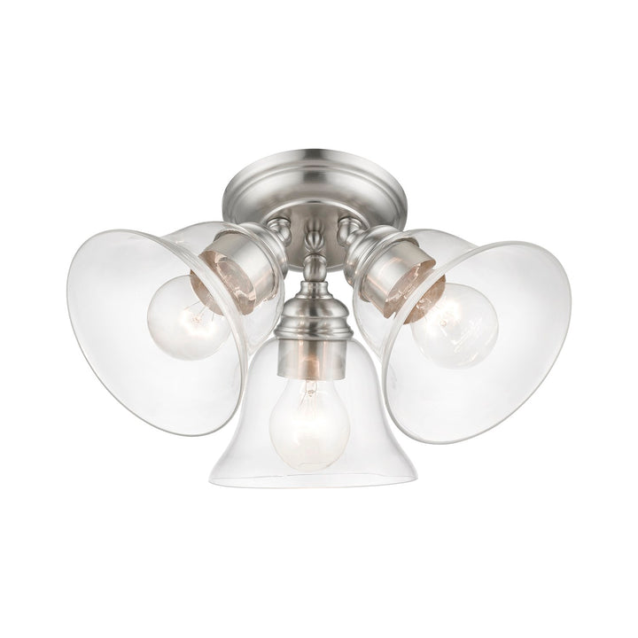 3 Light Brushed Nickel Large Semi-Flush