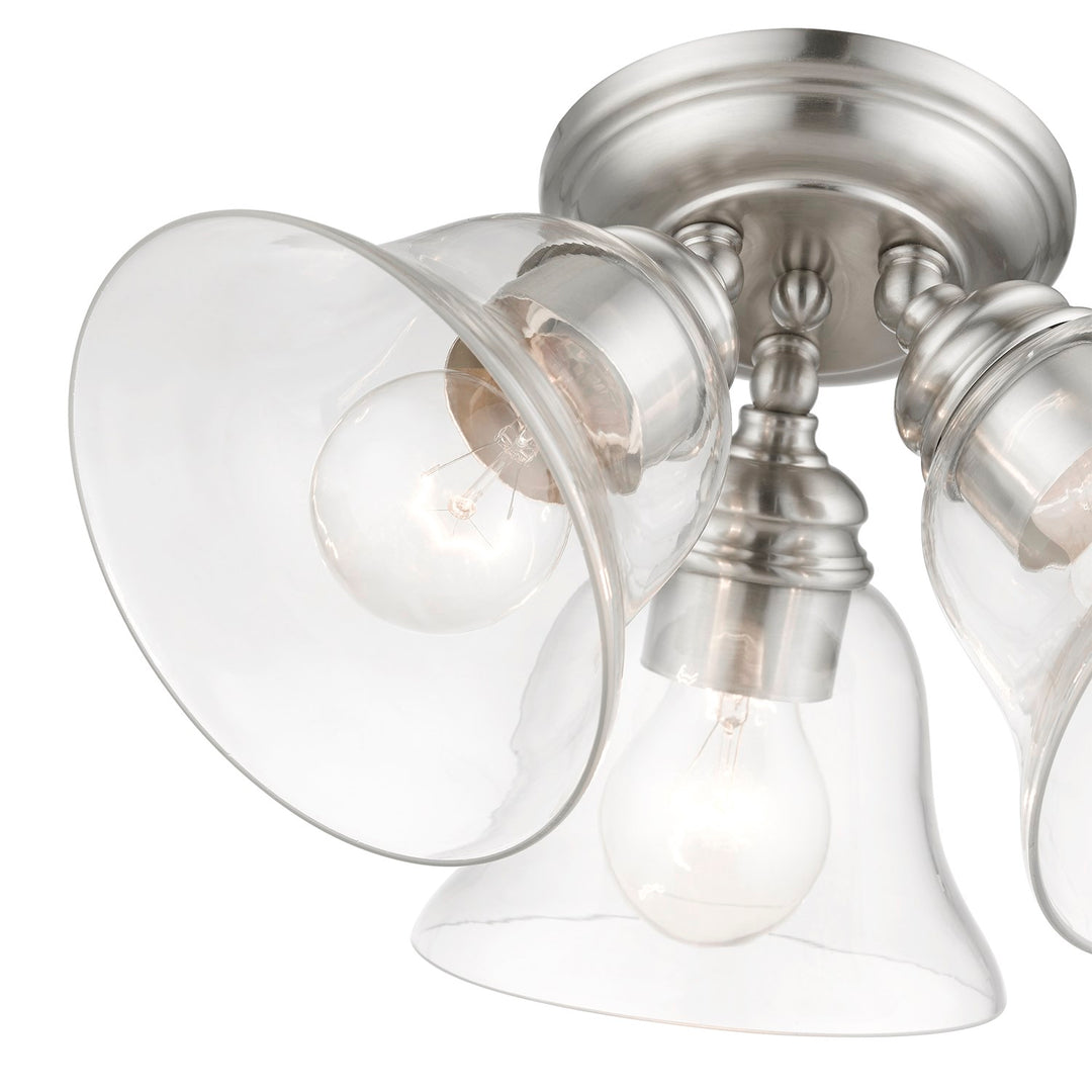 3 Light Brushed Nickel Large Semi-Flush