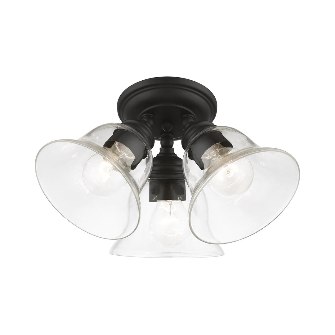 3 Light Black Large Semi-Flush