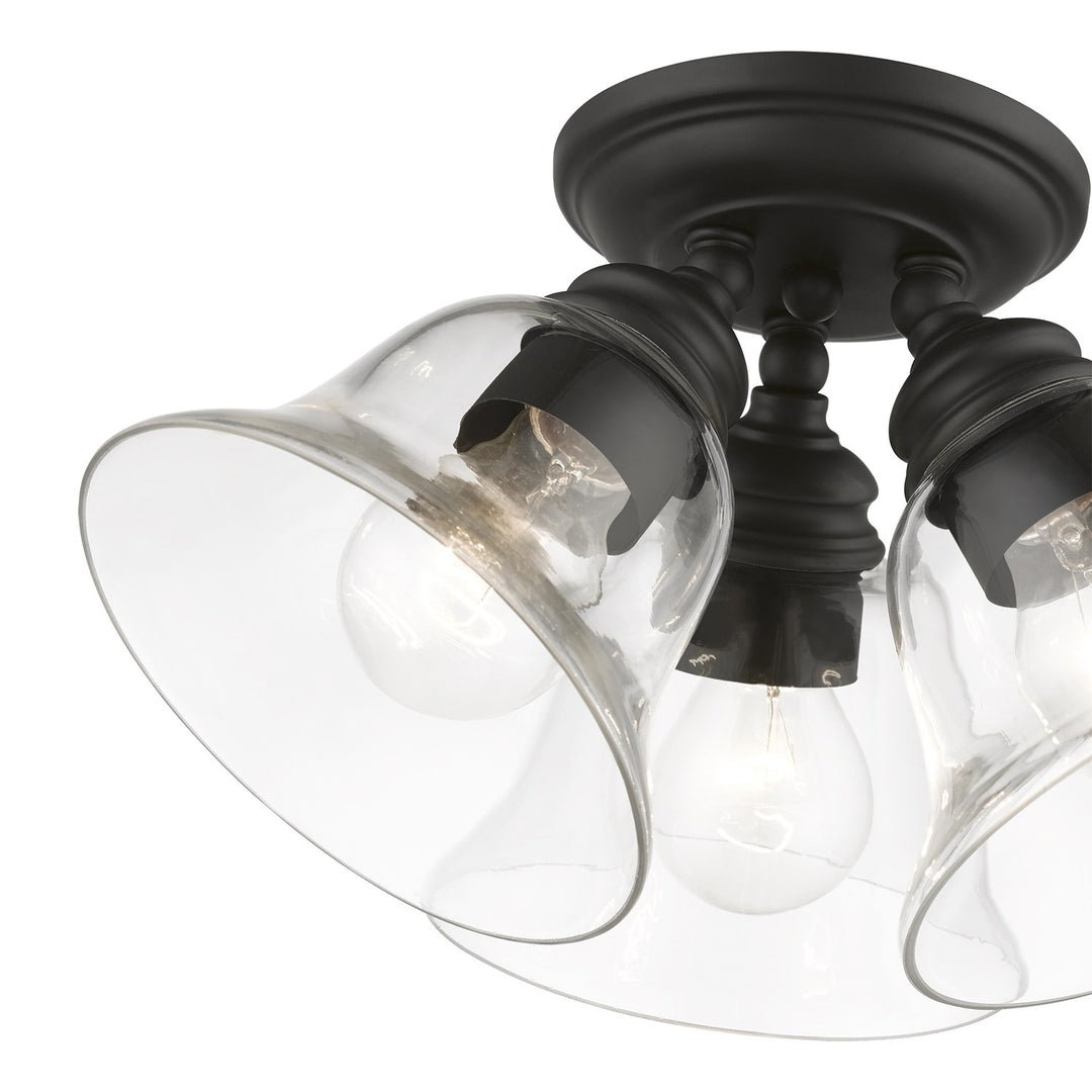 3 Light Black Large Semi-Flush