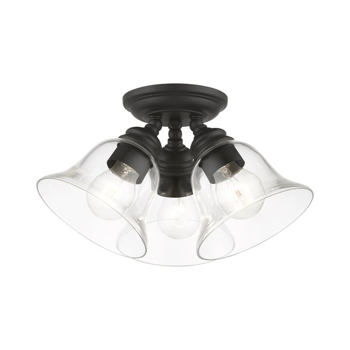 3 Light Black Large Semi-Flush