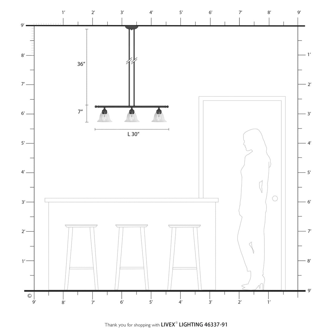 3 Light Brushed Nickel Linear Chandelier