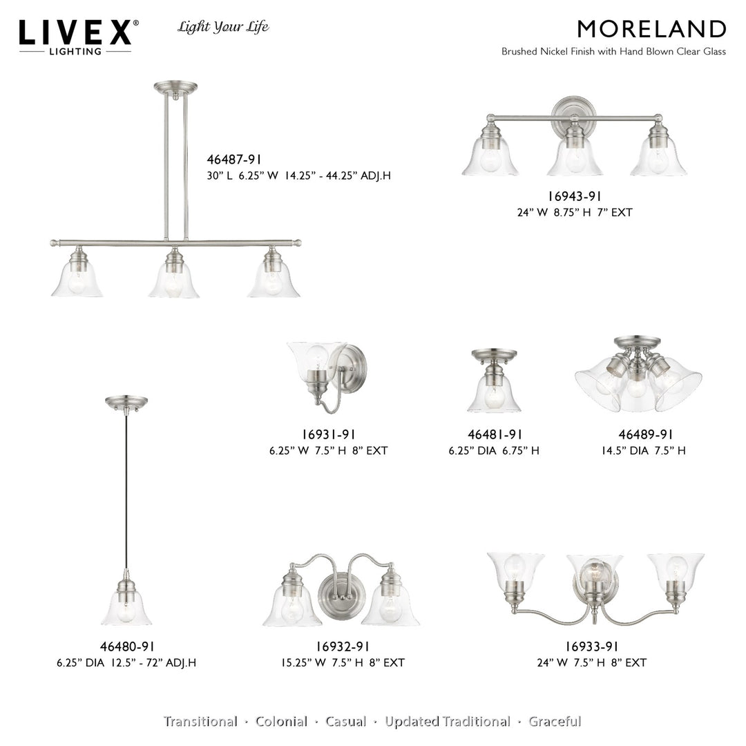 3 Light Brushed Nickel Linear Chandelier