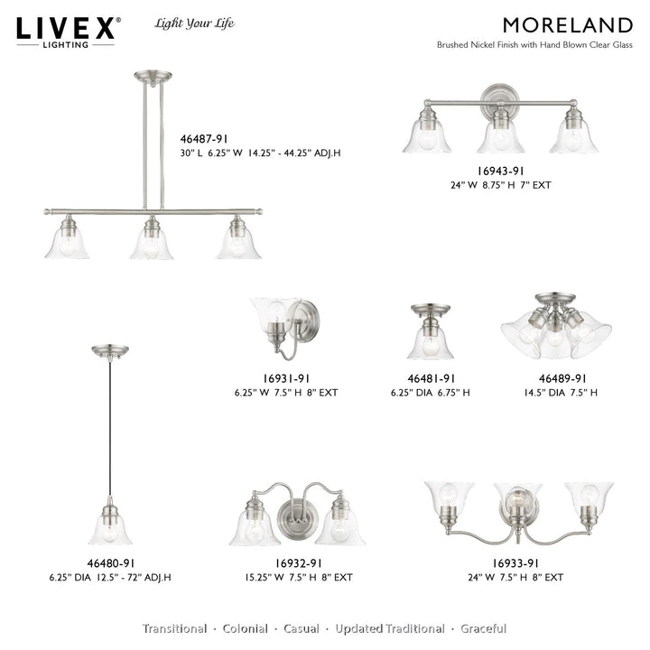 3 Light Brushed Nickel Linear Chandelier