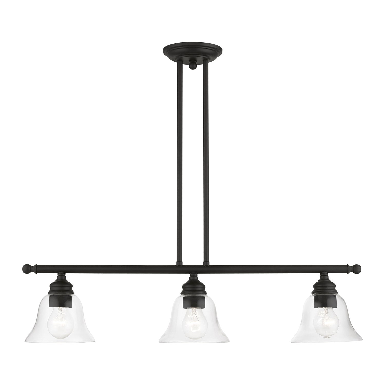 3 Light Black Linear Chandelier by Livex Lighting