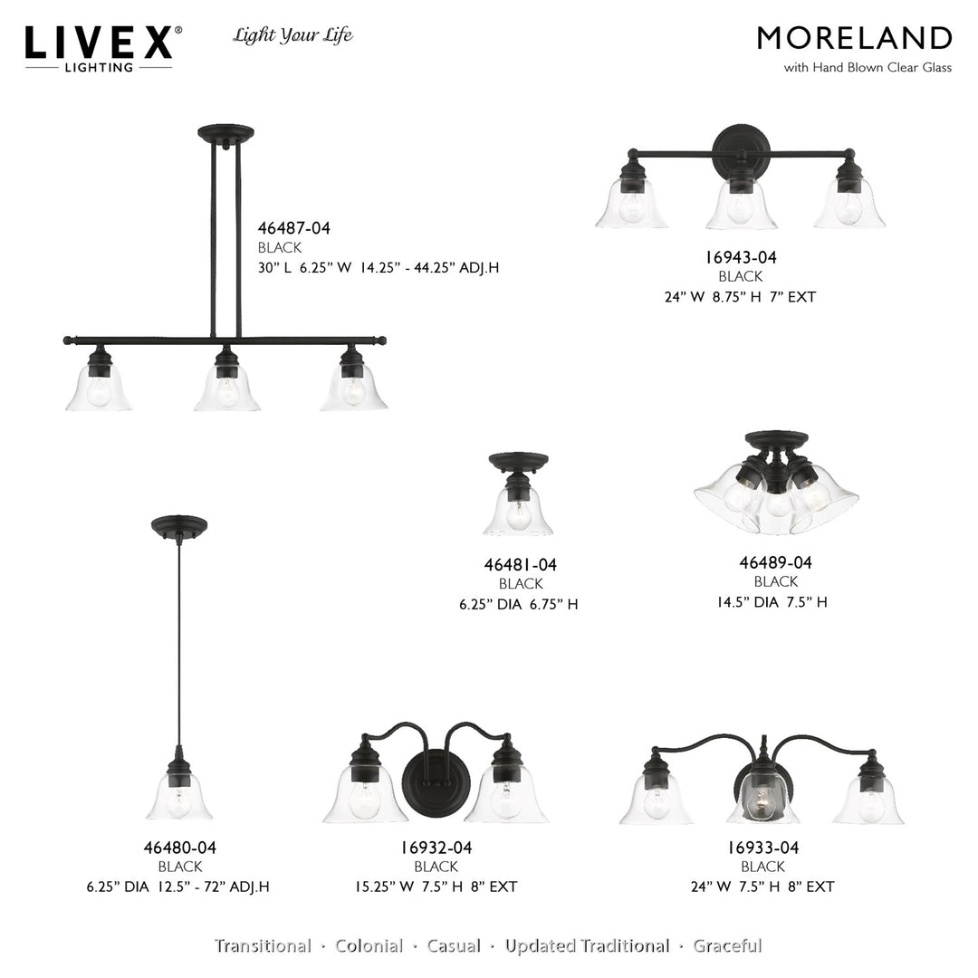 3 Light Black Linear Chandelier