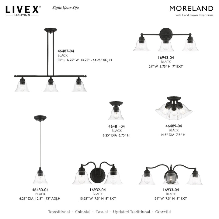 3 Light Black Linear Chandelier