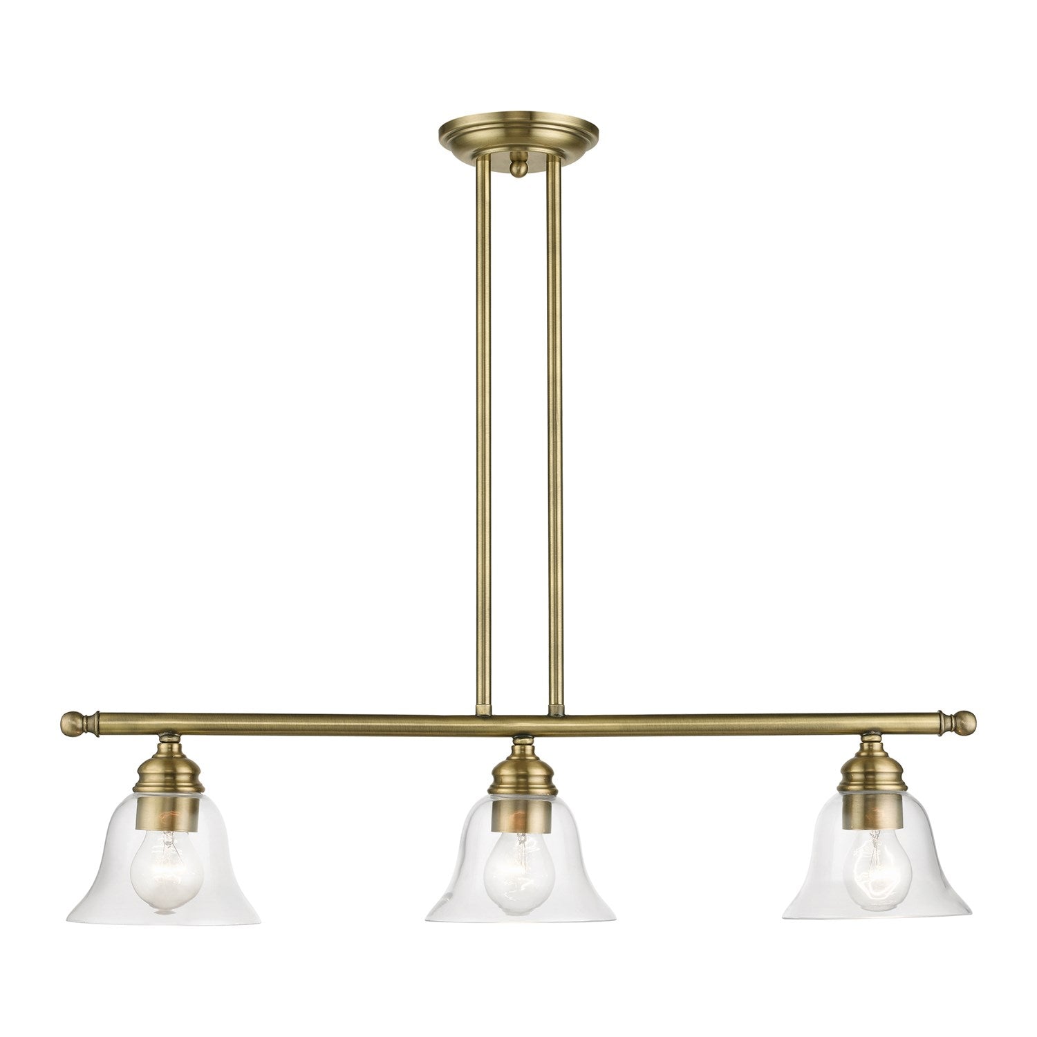 3 Light Antique Brass Linear Chandelier by Livex Lighting