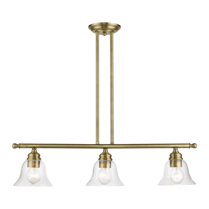 3 Light Antique Brass Linear Chandelier by Livex Lighting