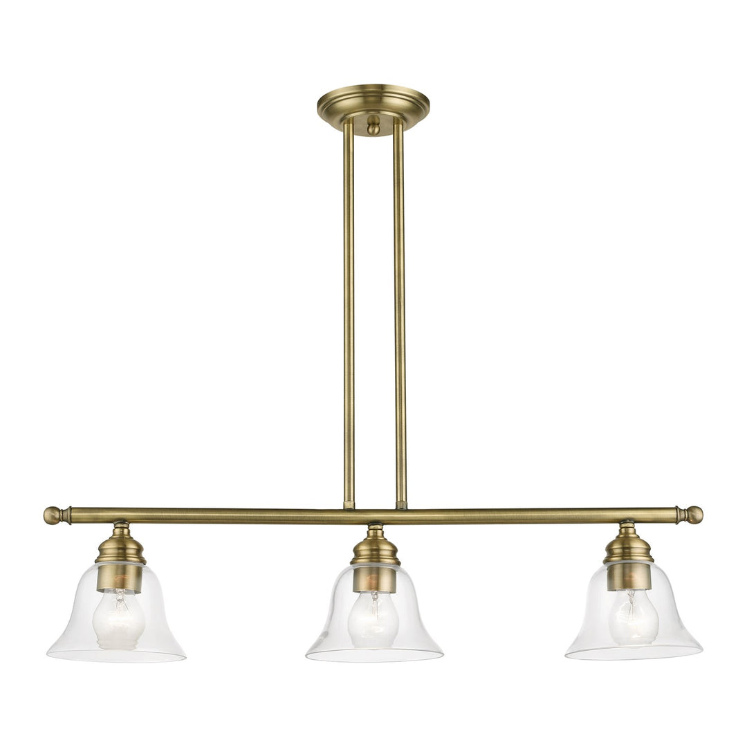 3 Light Antique Brass Linear Chandelier