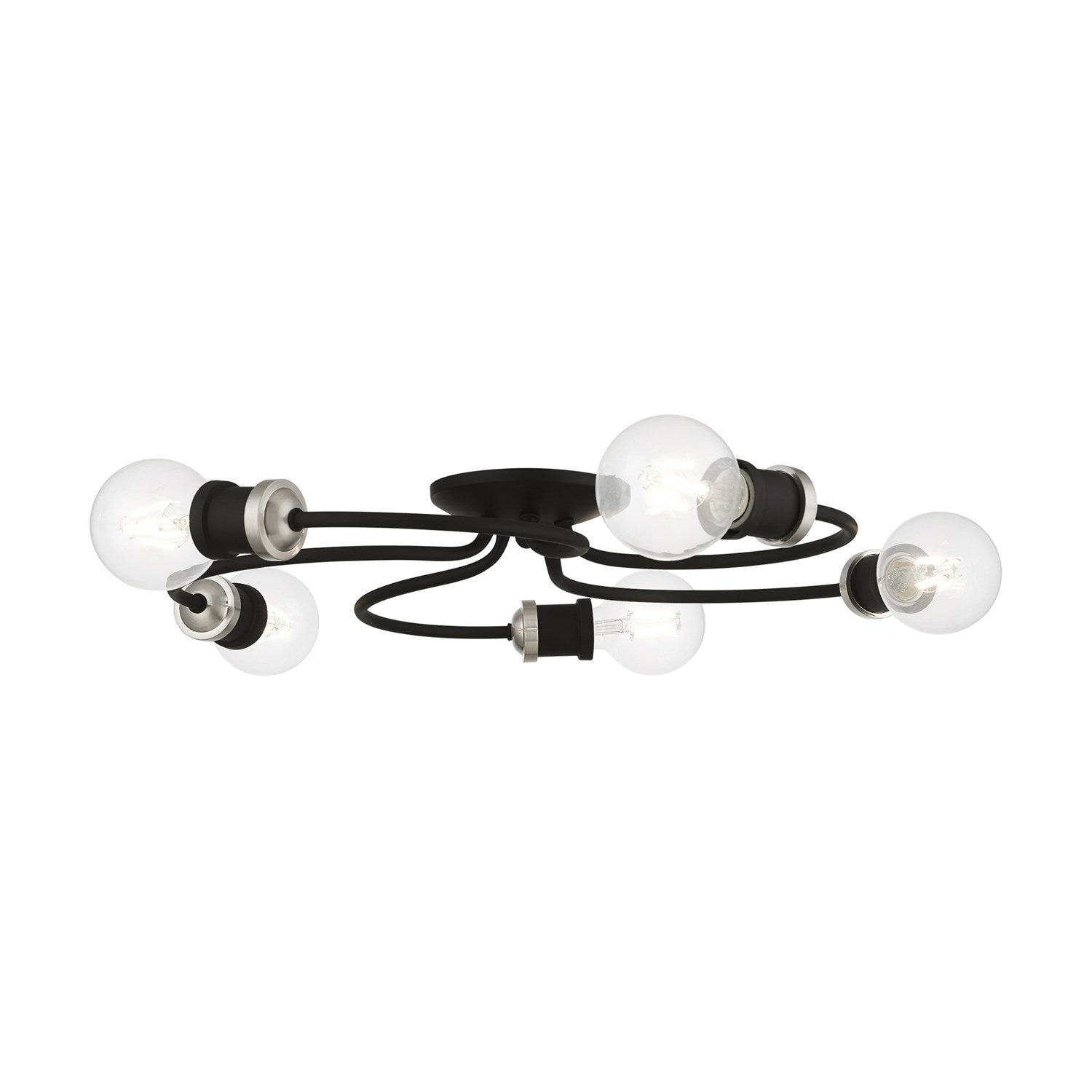 5 Light Black With Brushed Nickel Accents Large Flush Mount by Livex Lighting