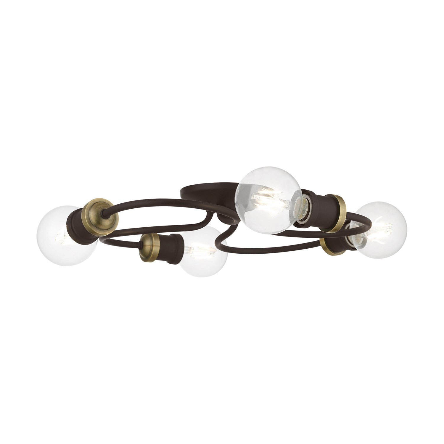 4 Light Bronze With Antique Brass Accents Large Flush Mount by Livex Lighting