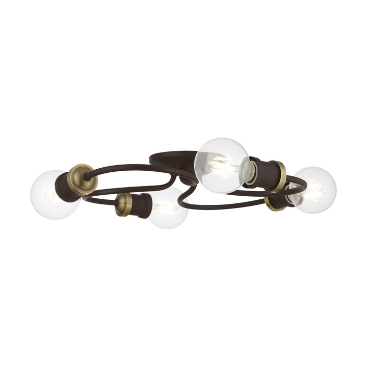 4 Light Bronze With Antique Brass Accents Large Flush Mount by Livex Lighting