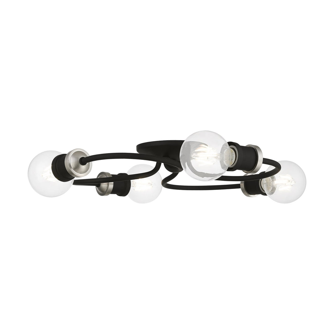 4 Light Black With Brushed Nickel Accents Large Flush Mount by Livex Lighting