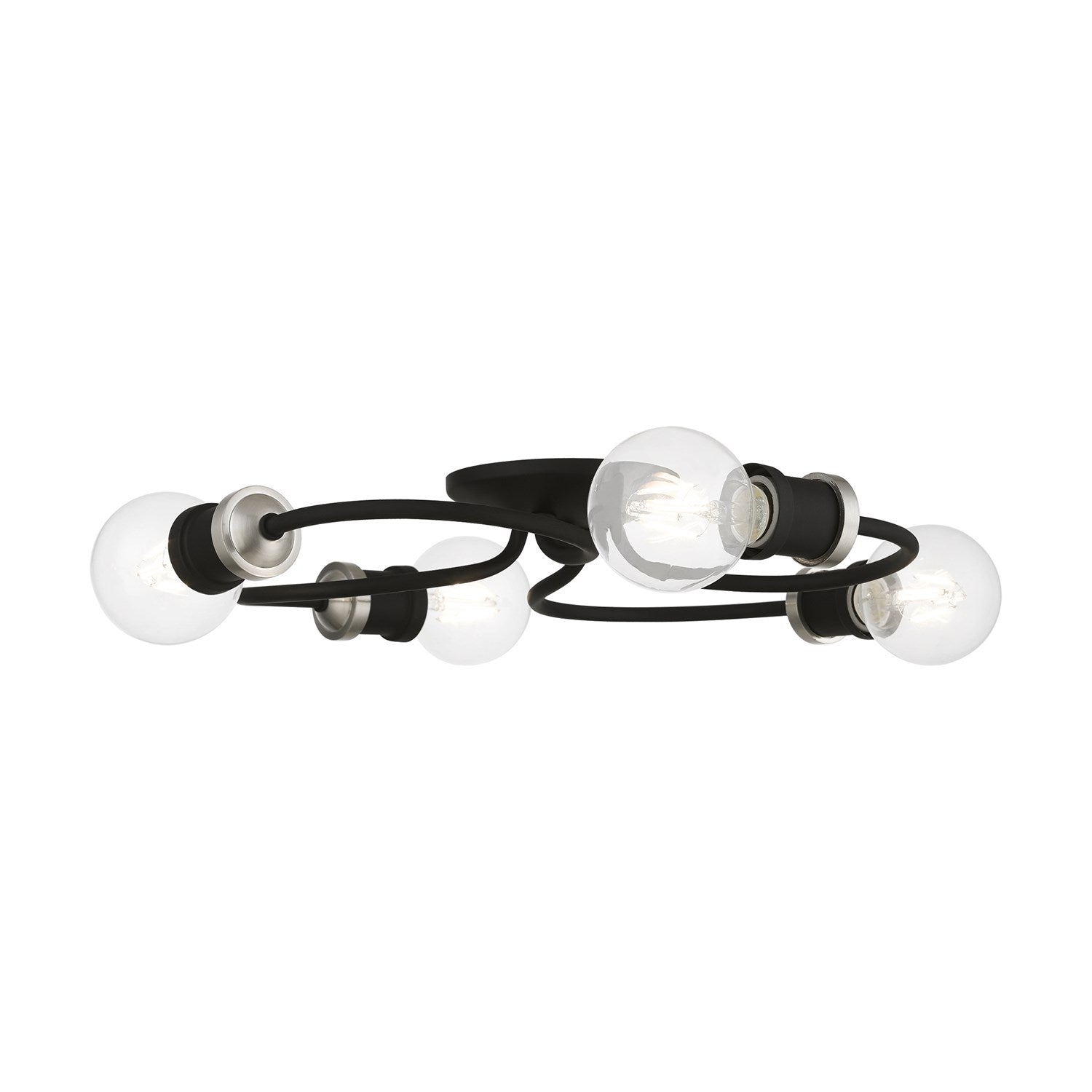 4 Light Black With Brushed Nickel Accents Large Flush Mount by Livex Lighting