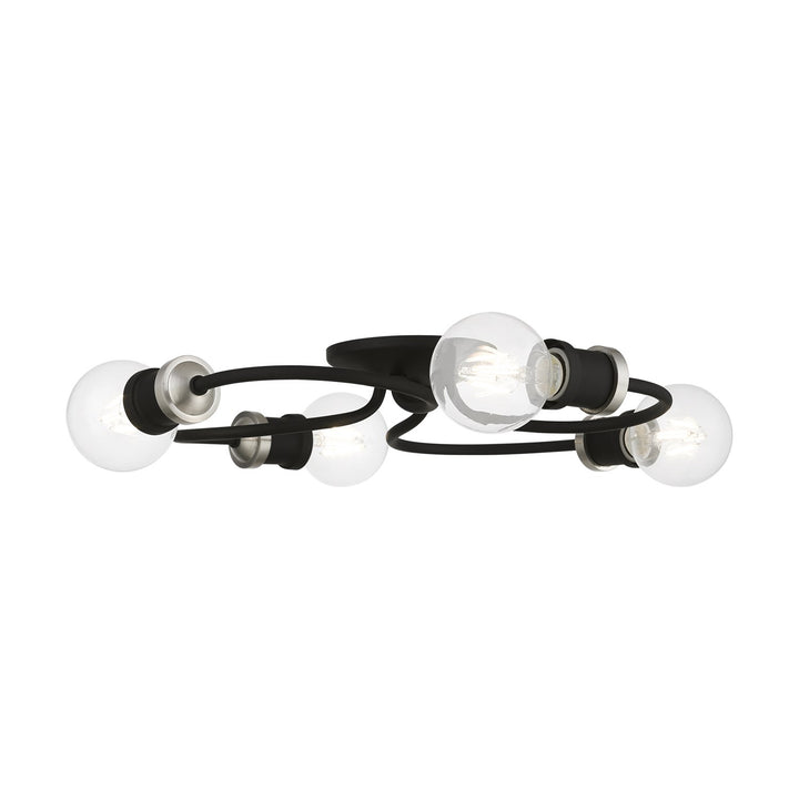 4 Light Black With Brushed Nickel Accents Large Flush Mount by Livex Lighting