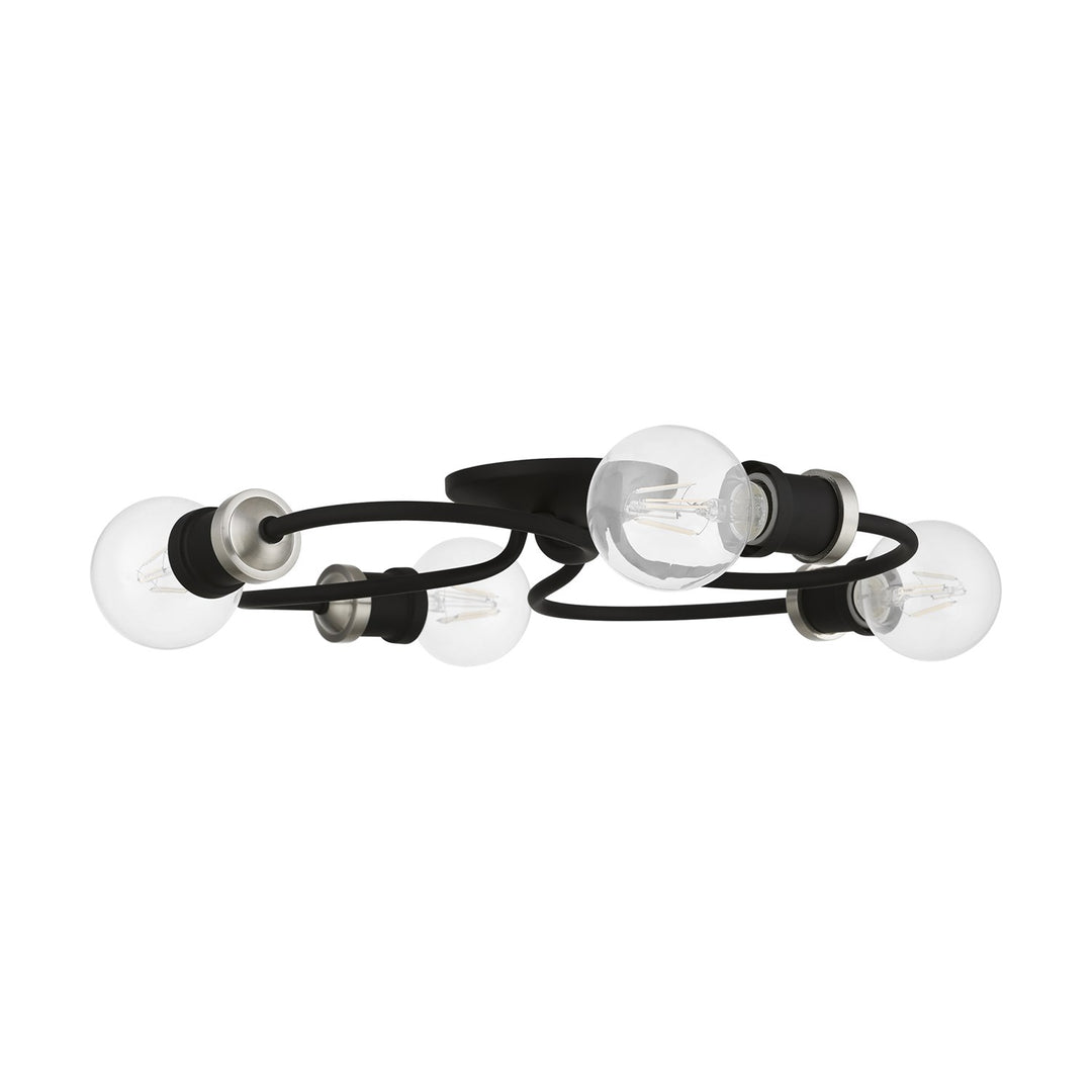 4 Light Black With Brushed Nickel Accents Large Flush Mount