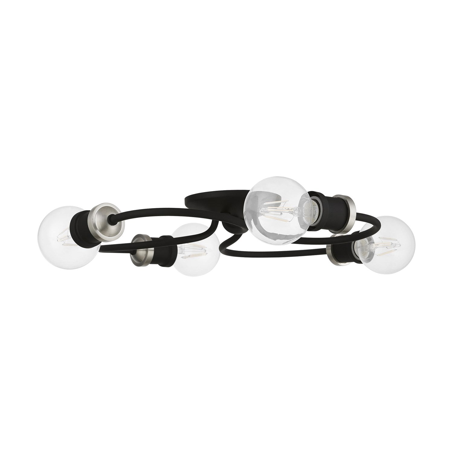 4 Light Black With Brushed Nickel Accents Large Flush Mount