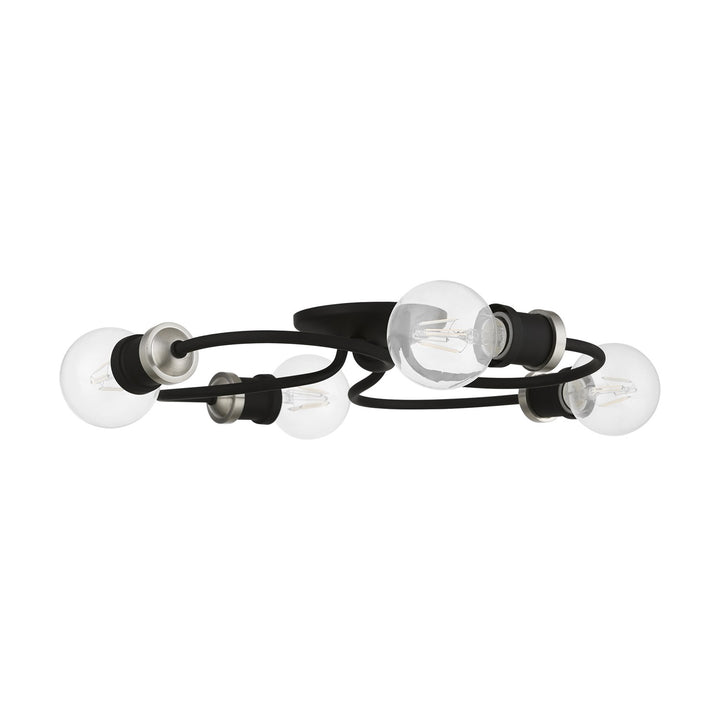 4 Light Black With Brushed Nickel Accents Large Flush Mount