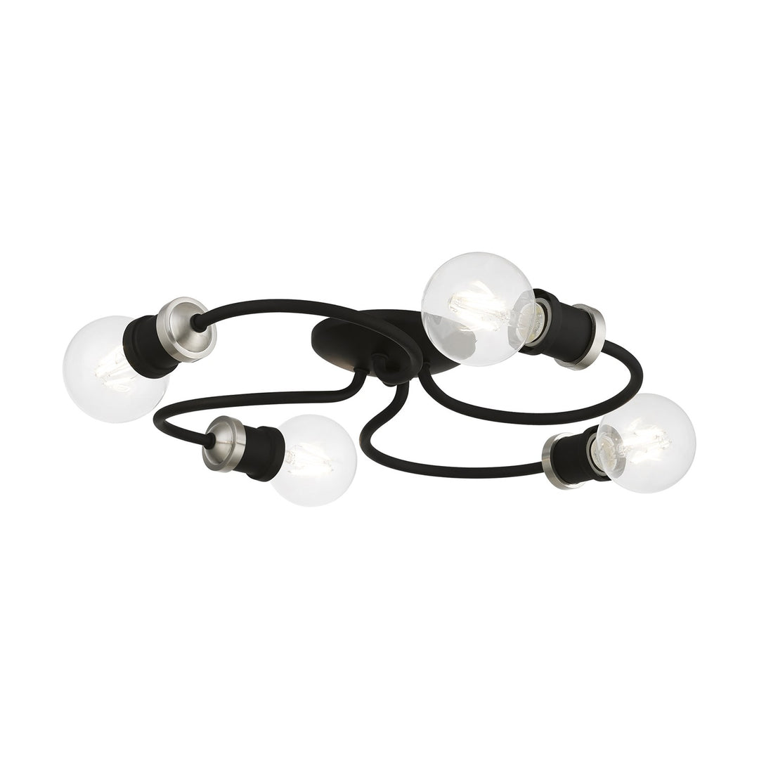 4 Light Black With Brushed Nickel Accents Large Flush Mount