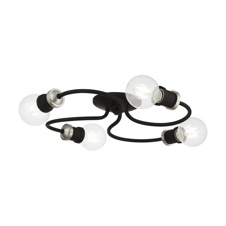 4 Light Black With Brushed Nickel Accents Large Flush Mount