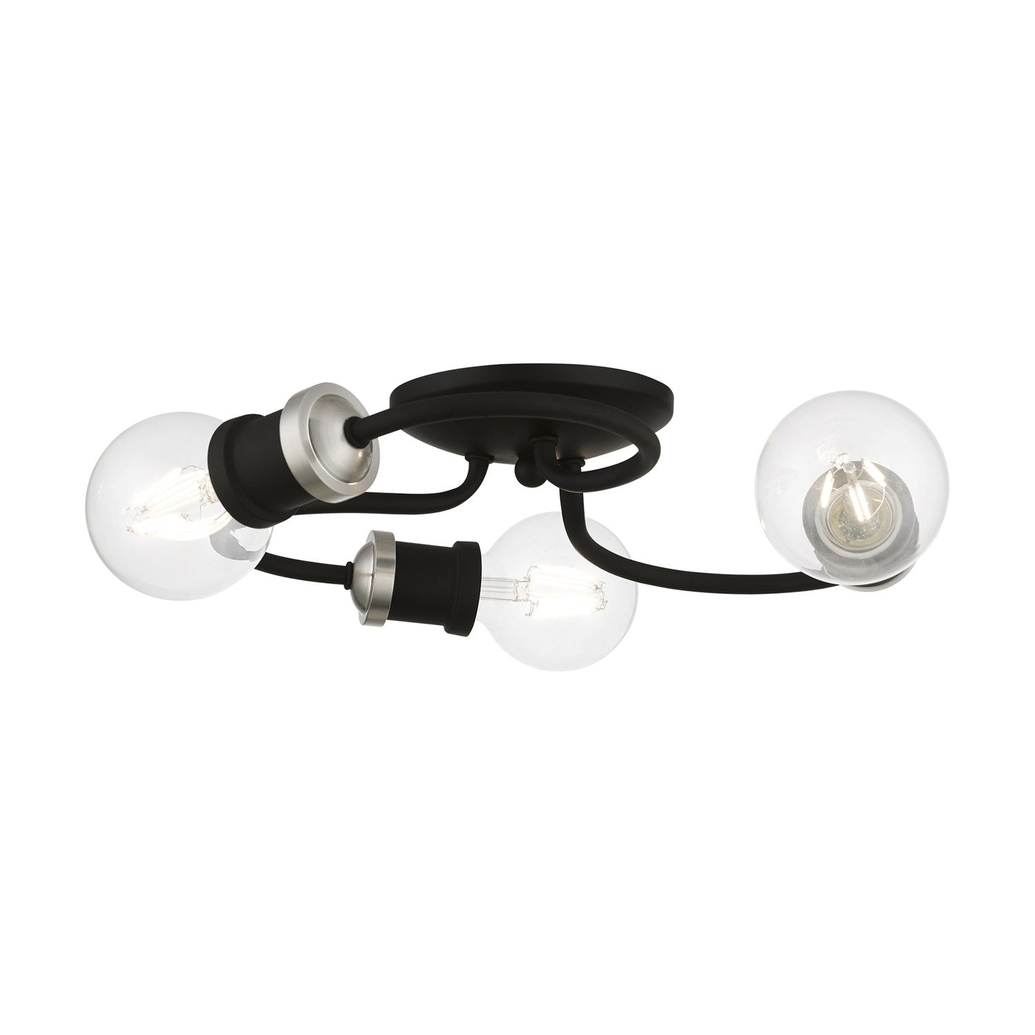 3 Light Black With Brushed Nickel Accents Flush Mount by Livex Lighting