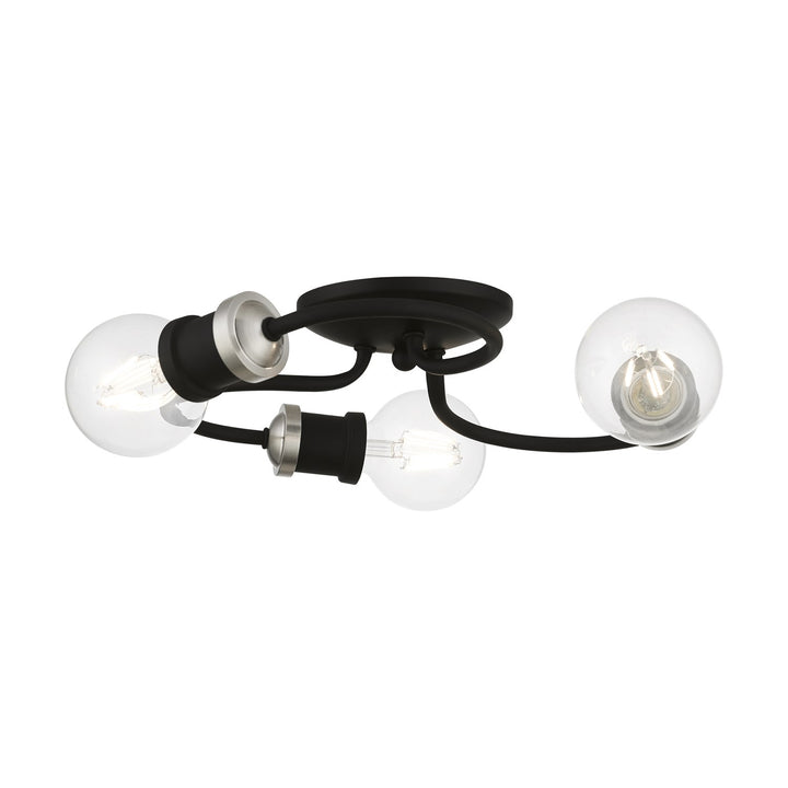 3 Light Black With Brushed Nickel Accents Flush Mount by Livex Lighting