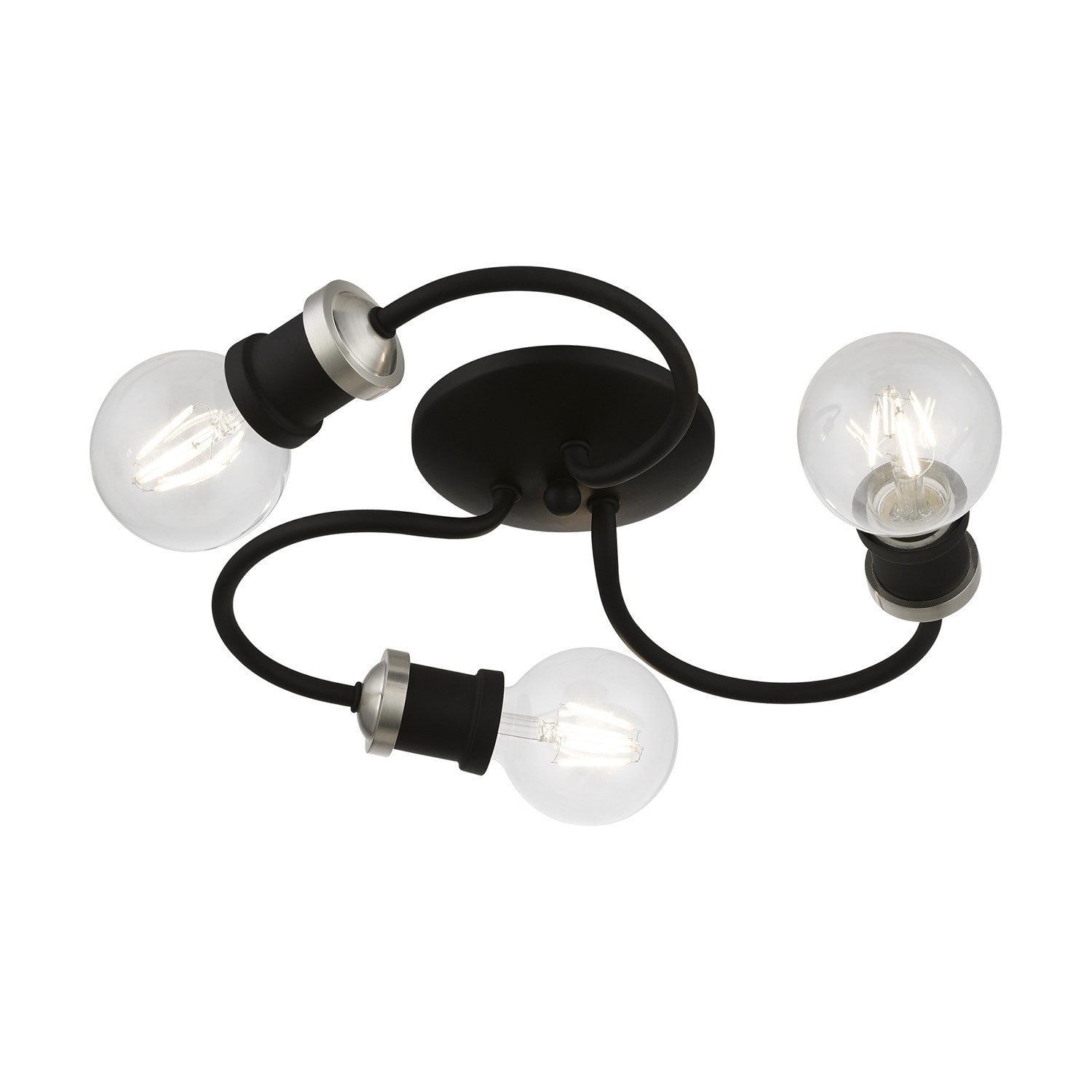 3 Light Black With Brushed Nickel Accents Flush Mount