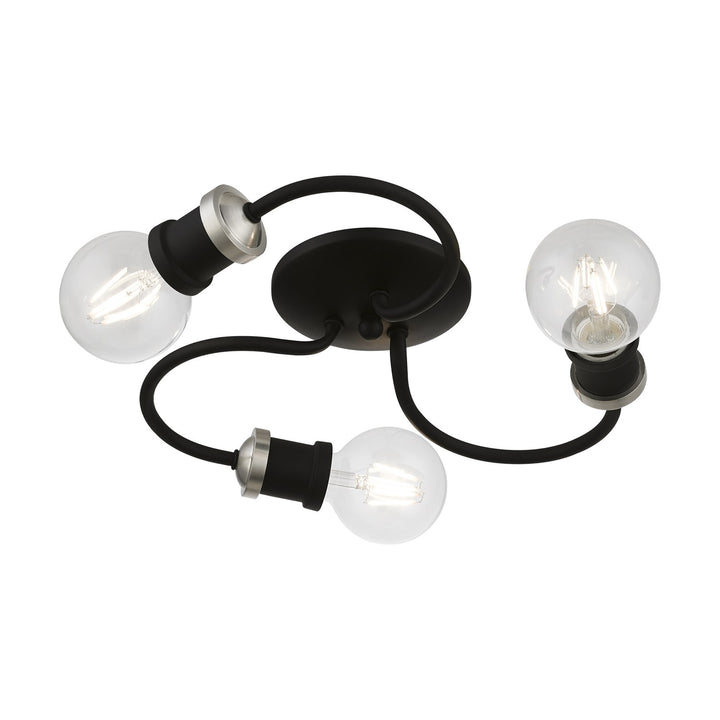 3 Light Black With Brushed Nickel Accents Flush Mount
