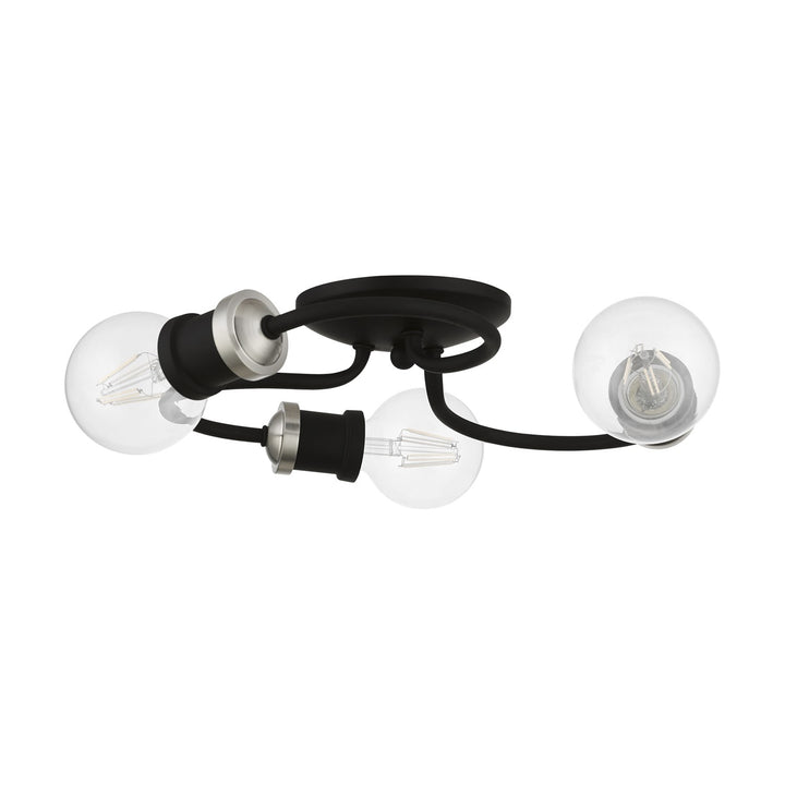 3 Light Black With Brushed Nickel Accents Flush Mount