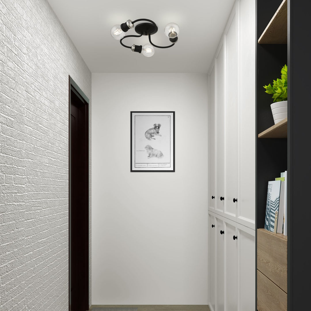 3 Light Black With Brushed Nickel Accents Flush Mount